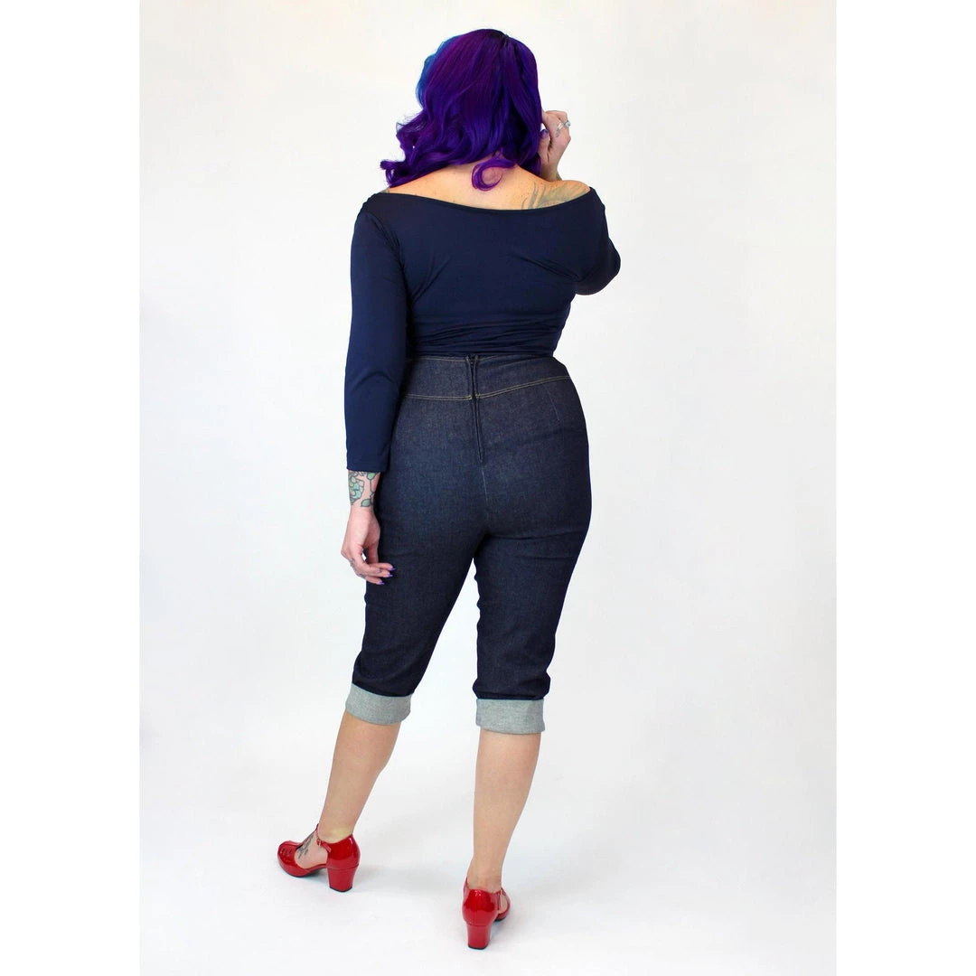 Women's Apparel Hemet High Waist Capris In Denim 5 Women's Apparel Hemet High Waist Capris In Denim