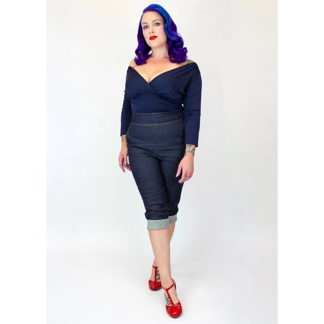 Women's Apparel Hemet High Waist Capris In Denim 4 Women's Apparel Hemet High Waist Capris In Denim