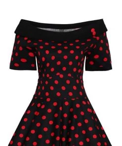 Women's Apparel Dolly & Dotty Darlene Dress In Black With Red Polka Dots