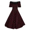 Women's Apparel Dolly & Dotty Darlene Dress In Black With Red Polka Dots