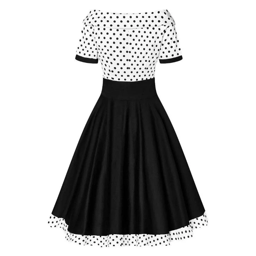 Dolly & Dotty Darlene Dress In White With Black Polka Dots 5 Dolly & Dotty Darlene Dress In White With Black Polka Dots