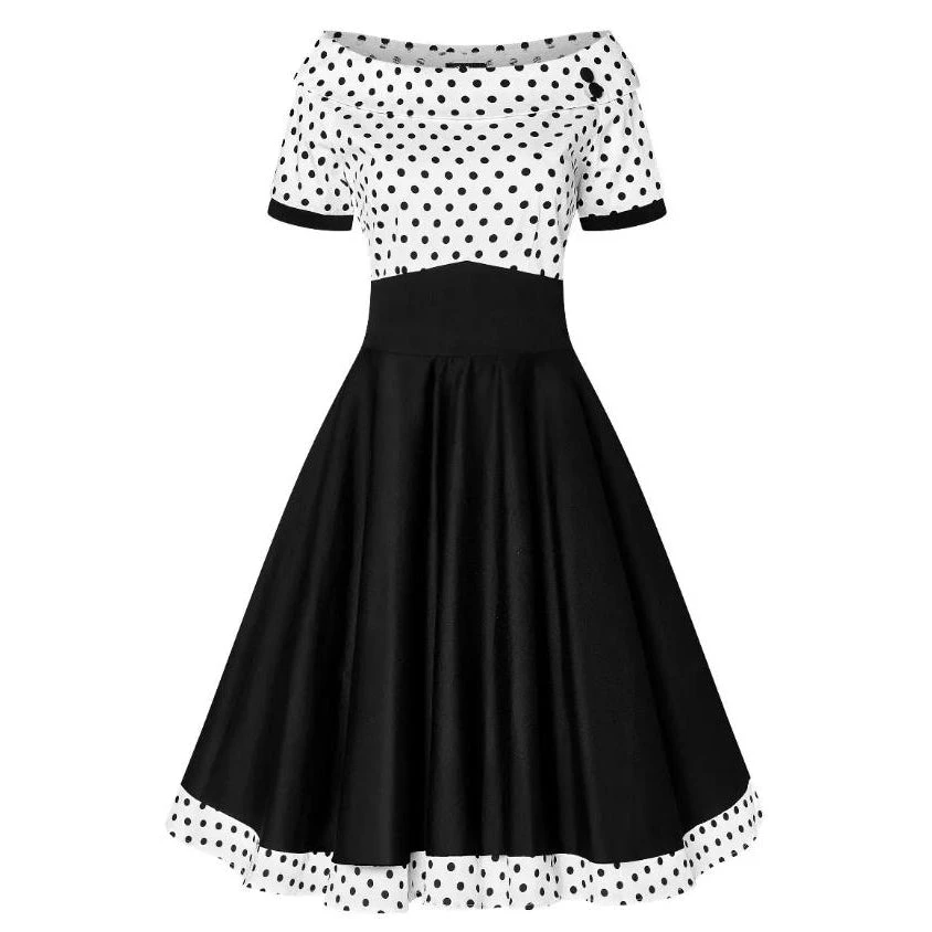 Dolly & Dotty Darlene Dress In White With Black Polka Dots 4 Dolly & Dotty Darlene Dress In White With Black Polka Dots