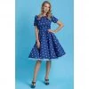 Dolly & Dotty Darlene Dress In Navy Blue With White Polka Dots