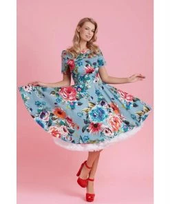 Women's Apparel Dolly & Dotty Darlene Dress In Blue Floral Print