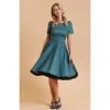 Dolly & Dotty Darlene Dress In Dark Green With Black Polka Dots