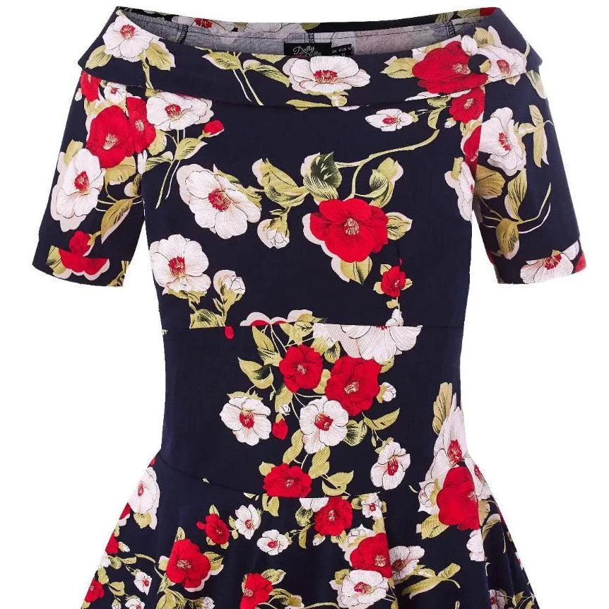 Dolly & Dotty Darlene Dress In Navy Floral Print 8 Dolly & Dotty Darlene Dress In Navy Floral Print
