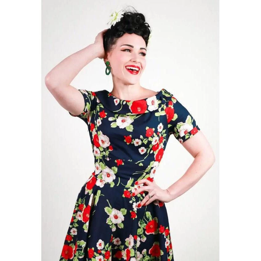 Dolly & Dotty Darlene Dress In Navy Floral Print 5 Dolly & Dotty Darlene Dress In Navy Floral Print