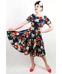 Dolly & Dotty Darlene Dress In Navy Floral Print