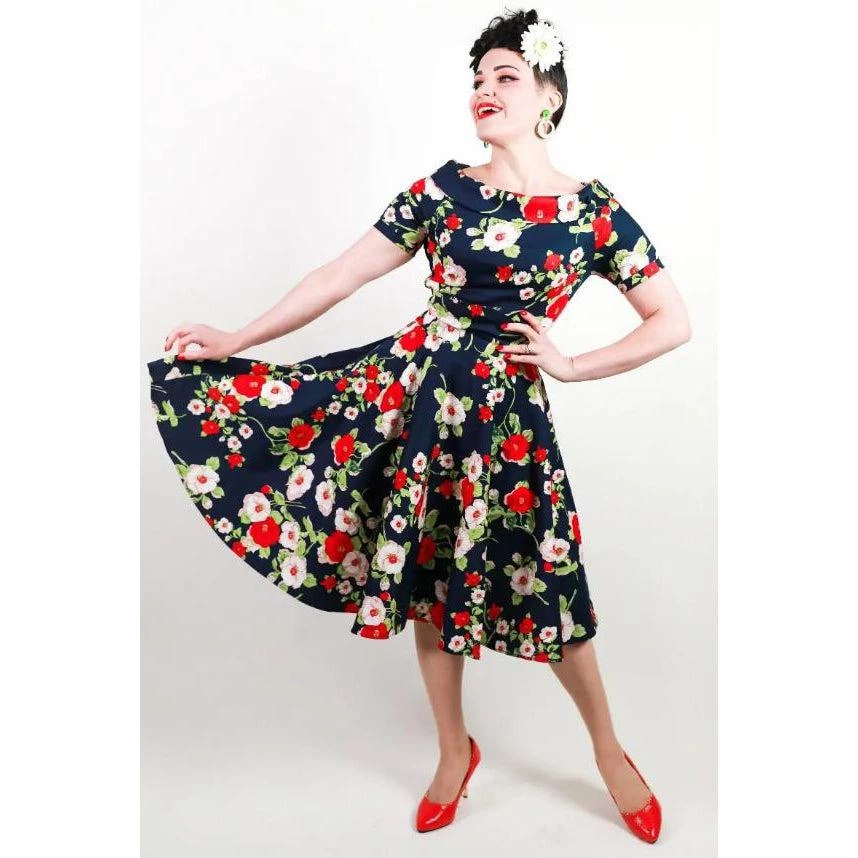Dolly & Dotty Darlene Dress In Navy Floral Print 3 Dolly & Dotty Darlene Dress In Navy Floral Print
