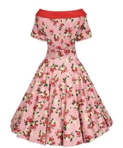 Dolly & Dotty Darlene Dress In Pink Strawberry Print Women's Apparel