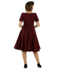 Dolly & Dotty Darlene Dress In Red With Black Polka Dots Women's Apparel
