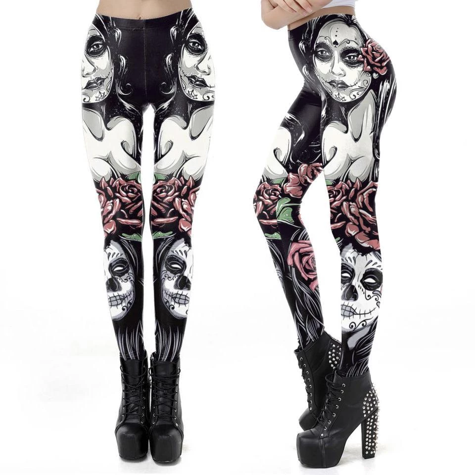 Glitz Glam And Rebellion Day Of The Dead Leggings 3 Glitz Glam And Rebellion Day Of The Dead Leggings