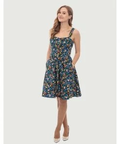 Eva Rose Sweetheart Dress In Deer And Bunny Print