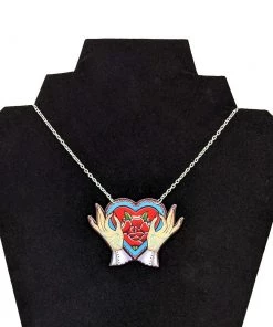 DollyCool Tattoo Hands Rose Heart Necklace Accessories