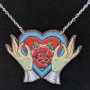 DollyCool Tattoo Hands Rose Heart Necklace Accessories