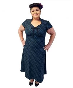 ChicStar Women's Apparel Dolly Swing Dress In Teal Plaid