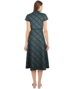 ChicStar Women's Apparel Dolly Swing Dress In Teal Plaid