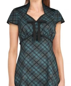 ChicStar Women's Apparel Dolly Swing Dress In Teal Plaid