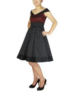 ChicStar Dotty Dream Dress In Burgundy Women's Apparel