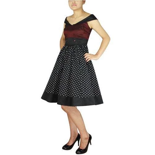 ChicStar Dotty Dream Dress In Burgundy Women's Apparel 4 ChicStar Dotty Dream Dress In Burgundy Women's Apparel