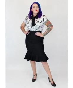 Hemet Edgar Allen Poe Script Bow Top In White Women's Apparel