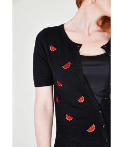 Voodoo Vixen Eliana Watermelon Cardigan In Black Women's Apparel