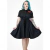 Women's Apparel Hemet Embroidered Rose Circle Dress In Black