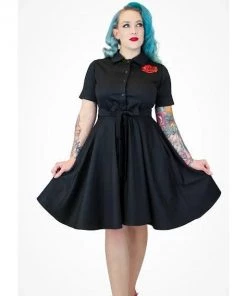 Women's Apparel Hemet Embroidered Rose Circle Dress In Black