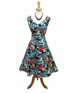 Women's Apparel Eva Rose Bold Blue Floral Swing Dress