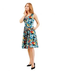 Women's Apparel Eva Rose Bold Blue Floral Swing Dress 13 Women's Apparel Eva Rose Bold Blue Floral Swing Dress