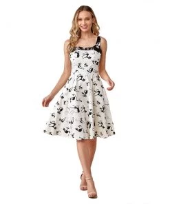Women's Apparel Eva Rose Contrast Kitties Dress In Black & White 13 Women's Apparel Eva Rose Contrast Kitties Dress In Black & White