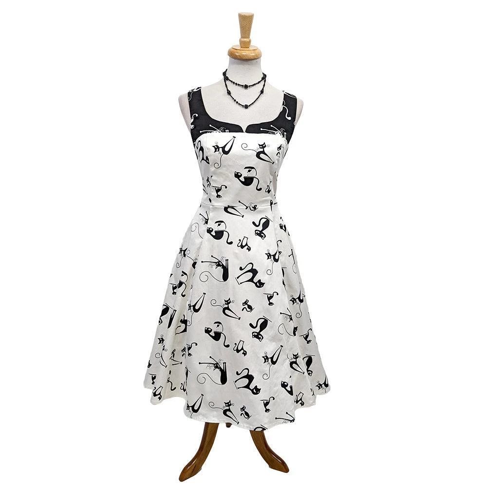 Women's Apparel Eva Rose Contrast Kitties Dress In Black & White 5 Women's Apparel Eva Rose Contrast Kitties Dress In Black & White
