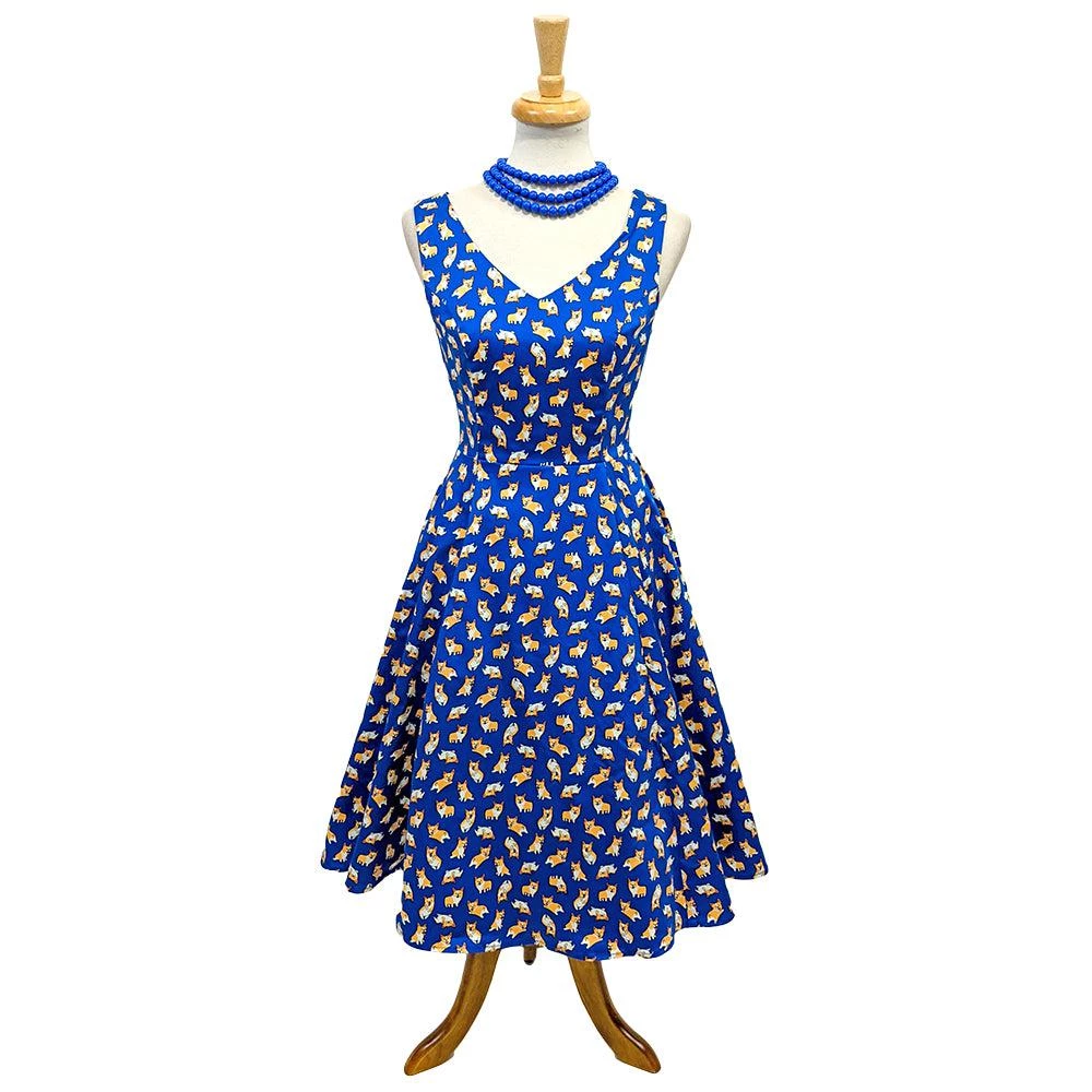Eva Rose Corgilicious Swing Dress In Blue Women's Apparel 4 Eva Rose Corgilicious Swing Dress In Blue Women's Apparel