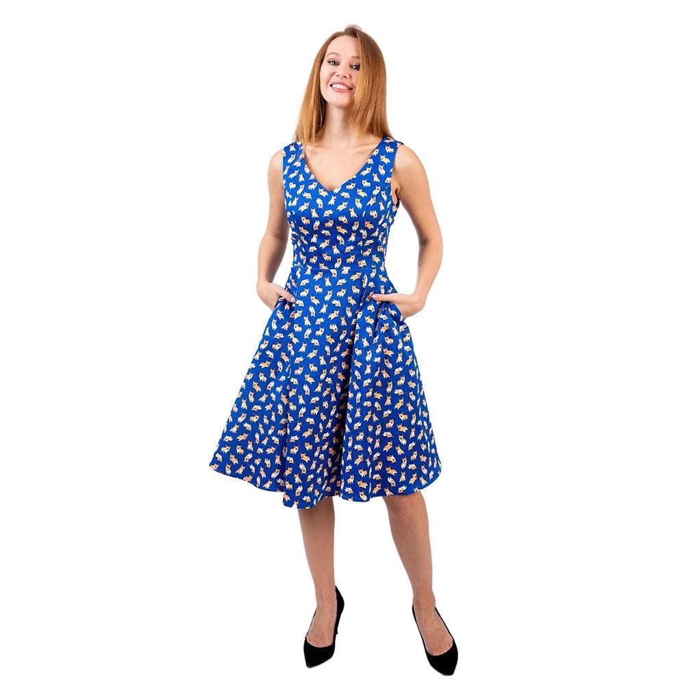 Eva Rose Corgilicious Swing Dress In Blue Women's Apparel 3 Eva Rose Corgilicious Swing Dress In Blue Women's Apparel