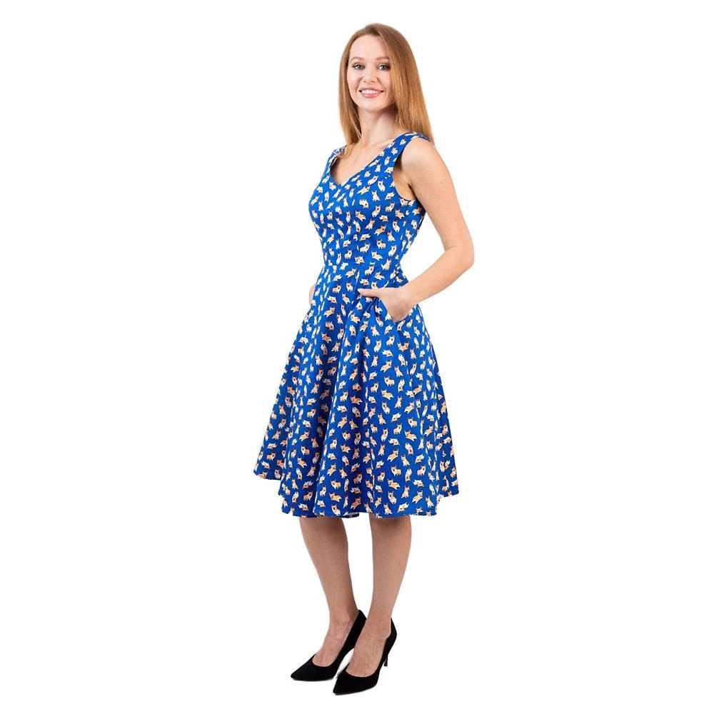 Eva Rose Corgilicious Swing Dress In Blue Women's Apparel 8 Eva Rose Corgilicious Swing Dress In Blue Women's Apparel