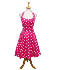 Eva Rose Hot Pink Polka Dot Halter Dress