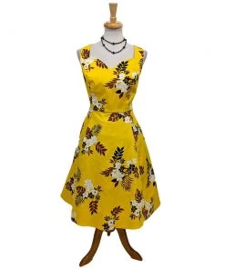 Eva Rose Yellow Fronds Swing Dress Women's Apparel