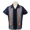Glitz Glam And Rebellion Men's Apparel Men's Bowling Shirt With Flaming Orange Panels