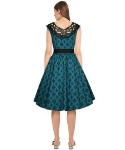 ChicStar Labyrinth Lace Dress In Turquoise And Black