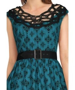 ChicStar Labyrinth Lace Dress In Turquoise And Black