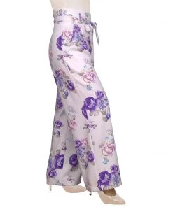 ChicStar Women's Apparel Soft Tie-Waist Pants In White Floral 12 ChicStar Women's Apparel Soft Tie-Waist Pants In White Floral