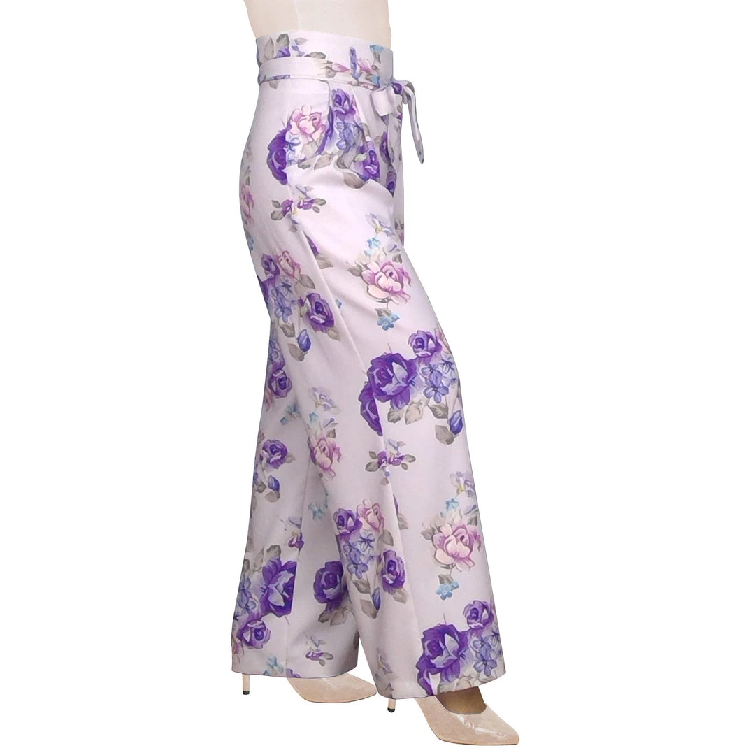 ChicStar Women's Apparel Soft Tie-Waist Pants In White Floral 7 ChicStar Women's Apparel Soft Tie-Waist Pants In White Floral