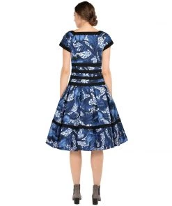 ChicStar Women's Apparel Kara Floral Swing Dress In Dark Blue