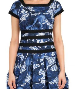 ChicStar Women's Apparel Kara Floral Swing Dress In Dark Blue