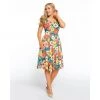 Eva Rose V-Neck Swing Dress In Flower Power Print Women's Apparel