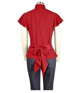 ChicStar Flutter Sleeve Forties Blouse In Red Women's Apparel