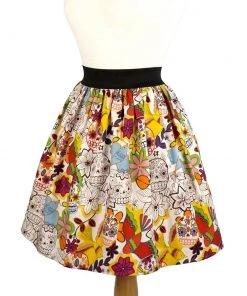 Hemet Pleated Skirt In Skull Folklorico Print Women's Apparel
