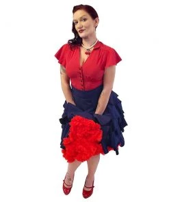 ChicStar Florence Flounce Skirt In Navy