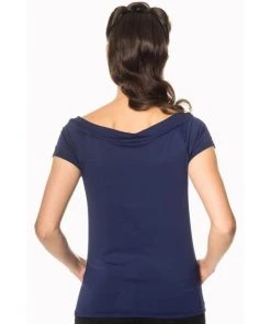 Banned Freyja Top In Navy Blue Women's Apparel