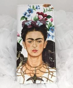 Glitz Glam And Rebellion Frida Kahlo Wallet Clutch In White Floral